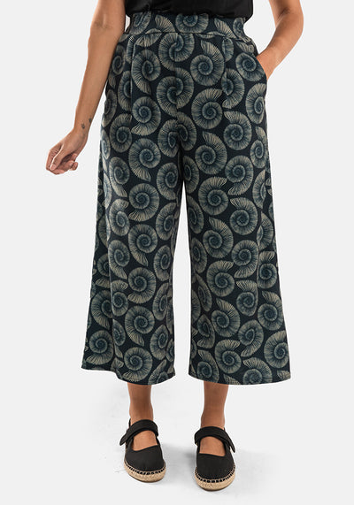 Amari Fossils Print Pull On Wide Leg Culotte Trouser