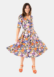 Avianna Hand Painted Floral Print Swing Dress