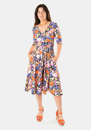 Avianna Hand Painted Floral Print Swing Dress
