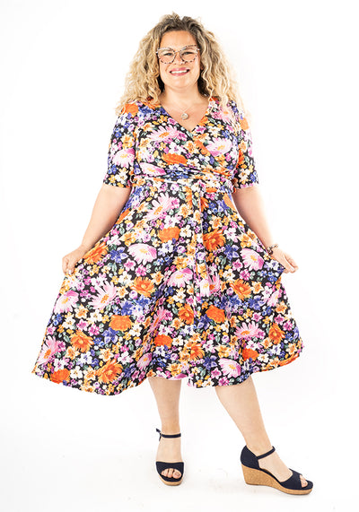 Avianna Hand Painted Floral Print Swing Dress