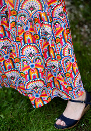 Bebe Handpainted Deco Print Tiered Hem Midaxi Dress