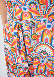 Bebe Handpainted Deco Print Tiered Hem Midaxi Dress
