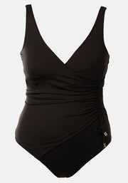 Popsy Black Side Rouched Swimsuit