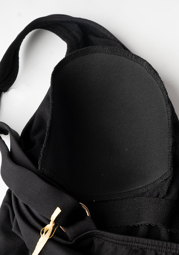 Popsy Black Side Rouched Swimsuit
