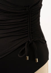 Popsy Black Side Rouched Swimsuit