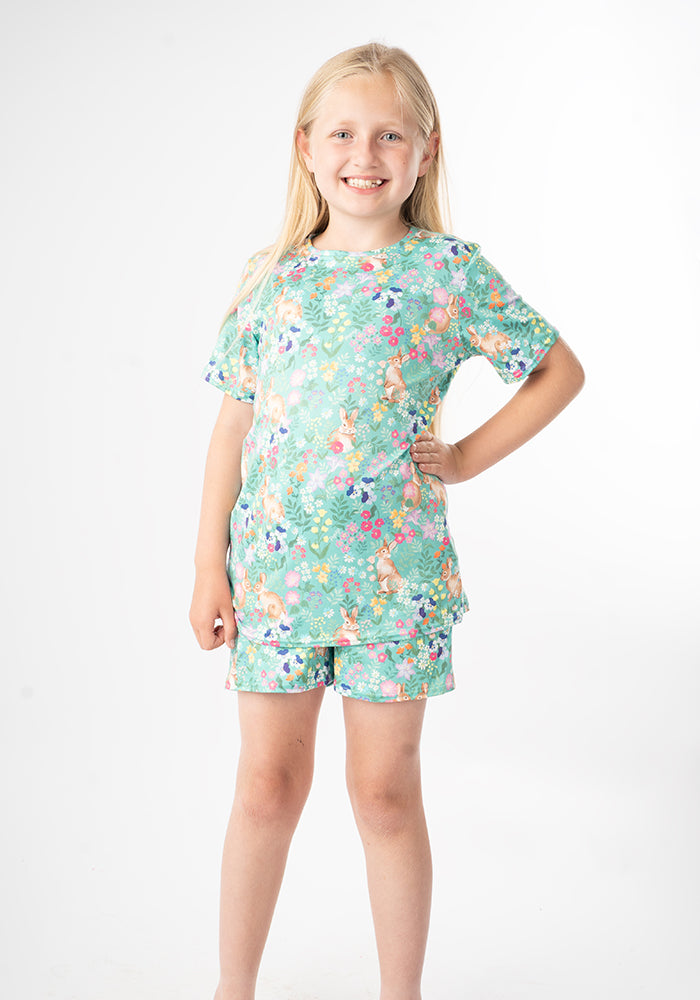 Young girl wearing a floral pyjama set