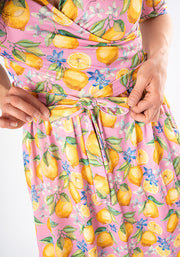 Dellia Lemon & Blossom Print Midi Dress