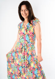Dominique Rainbow Dots Cotton Midi Dress