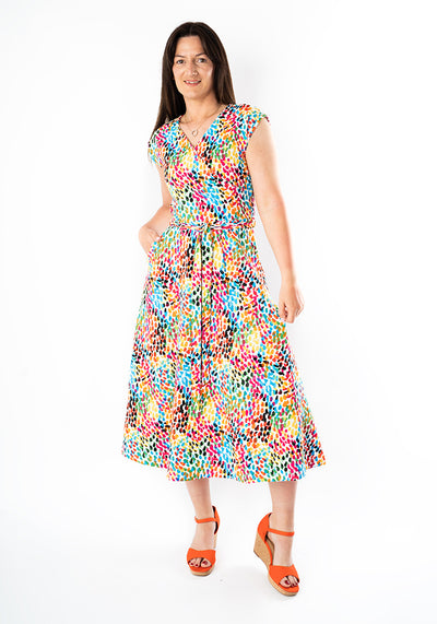 Dominique Rainbow Dots Cotton Midi Dress