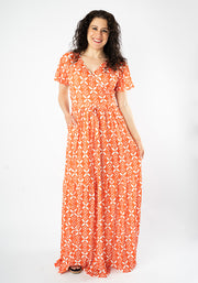 Esti Retro Flower Print Tiered Hem Maxi Dress