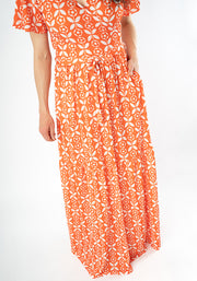 Esti Retro Flower Print Tiered Hem Maxi Dress