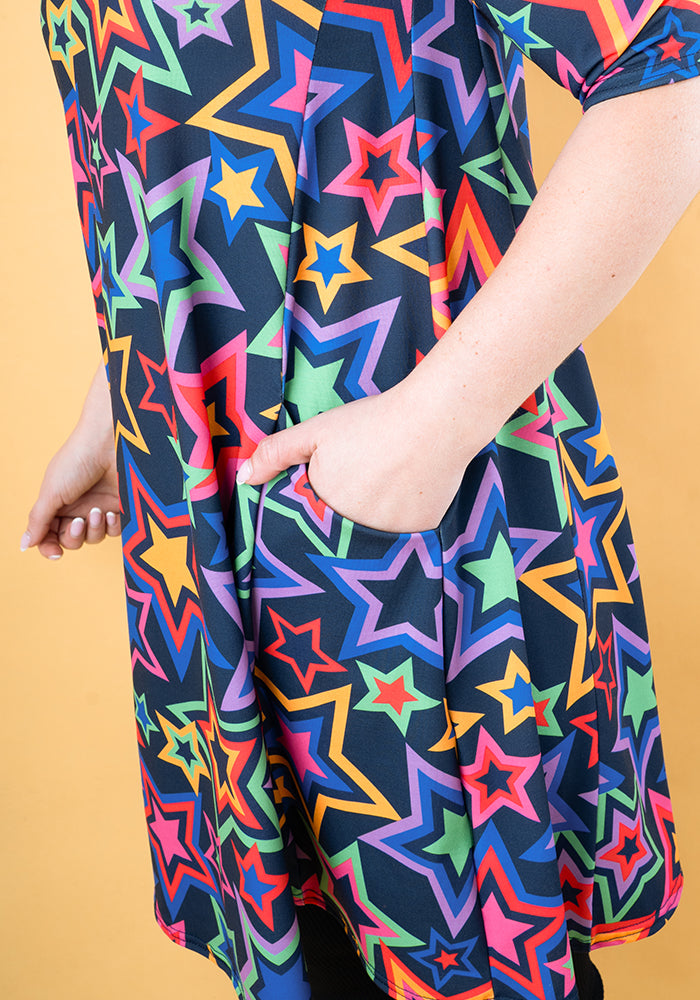 Janine Navy Starburst Print Long Line Tunic