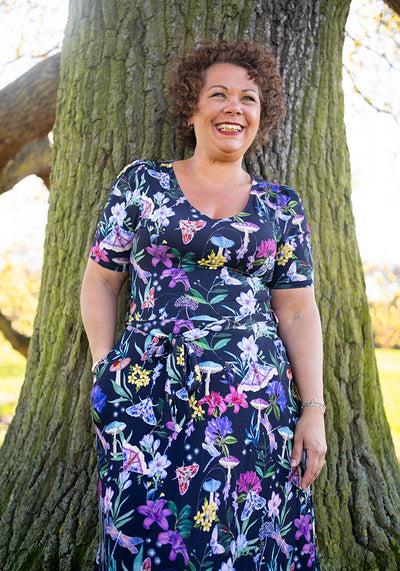Keaton Toadstool Floral Print Viscose Midi Dress