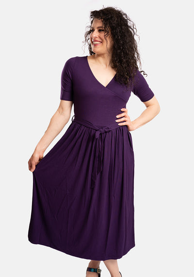 Maren Purple Viscose Midi Dress
