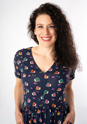 Shellie Rainbow Snails Print Cotton Midi Dress