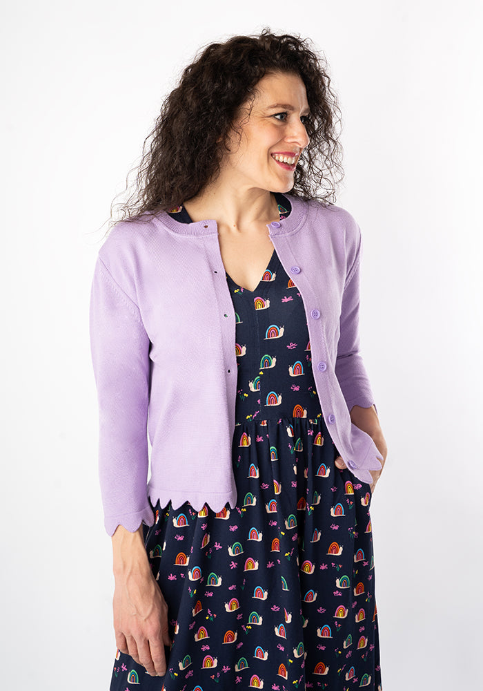 Shellie Rainbow Snails Print Cotton Midi Dress