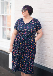 Shellie Rainbow Snails Print Cotton Midi Dress