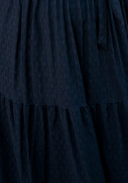 Tate Black Oval Textured Tiered Hem Midi Dress