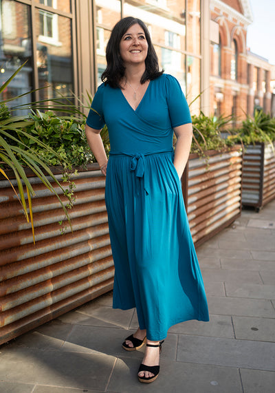 Tess Teal Viscose Midaxi Dress