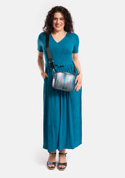 Tess Teal Viscose Midaxi Dress