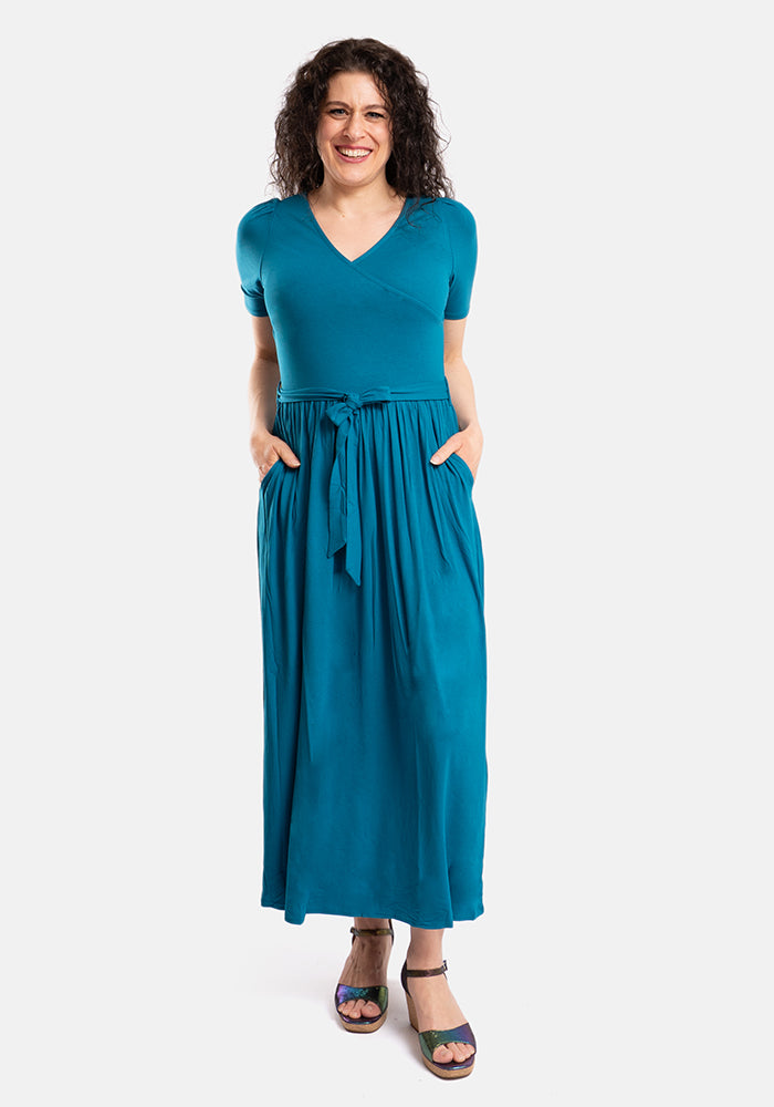 Tess Teal Viscose Midaxi Dress