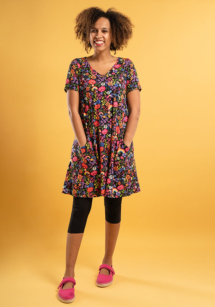 Wren Garden Rainbows Print A-Line Tunic
