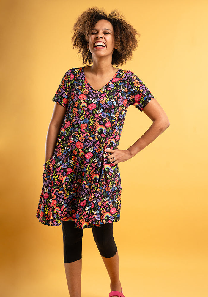 Wren Garden Rainbows Print A-Line Tunic