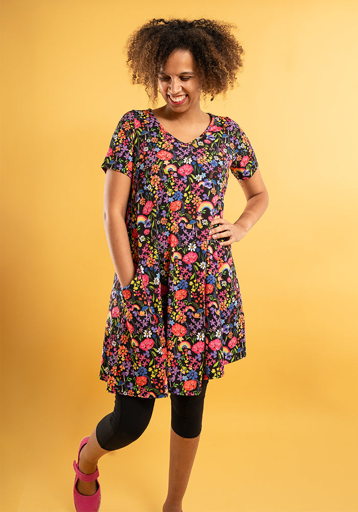 Wren Garden Rainbows Print A-Line Tunic