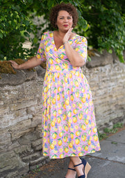 Dellia Lemon & Blossom Print Midi Dress