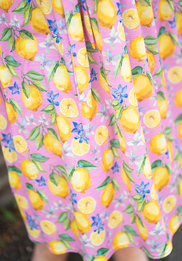 Dellia Lemon & Blossom Print Midi Dress