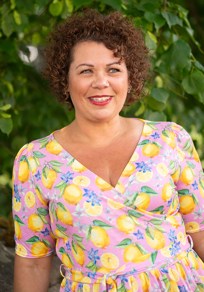 Dellia Lemon & Blossom Print Midi Dress