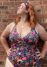 Popsy Garden Rainbow Side Ruched Swimsuit