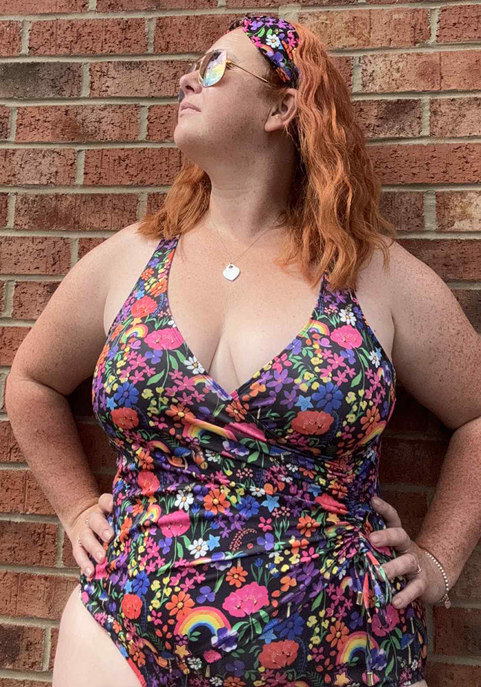 Popsy Garden Rainbow Side Ruched Swimsuit