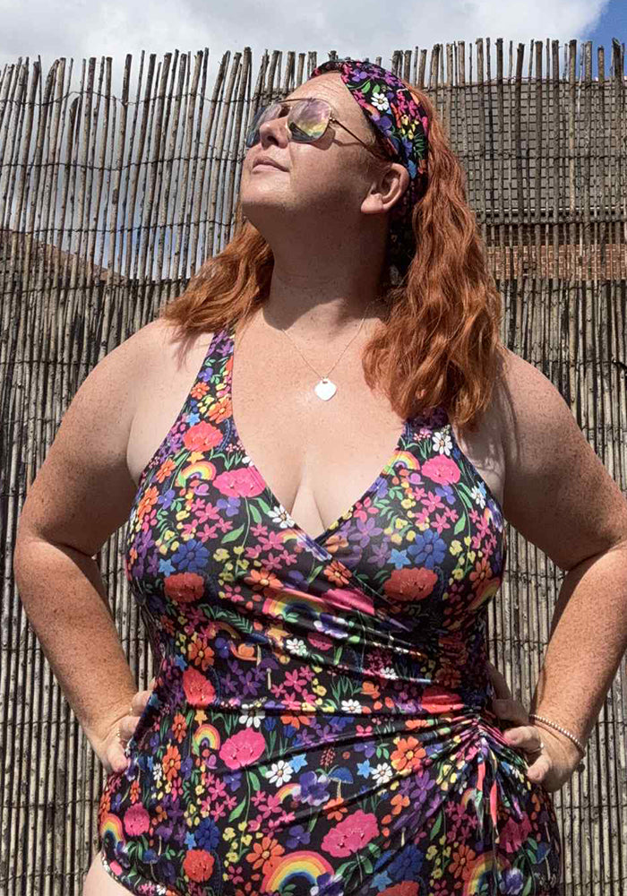 Popsy Garden Rainbow Side Ruched Swimsuit