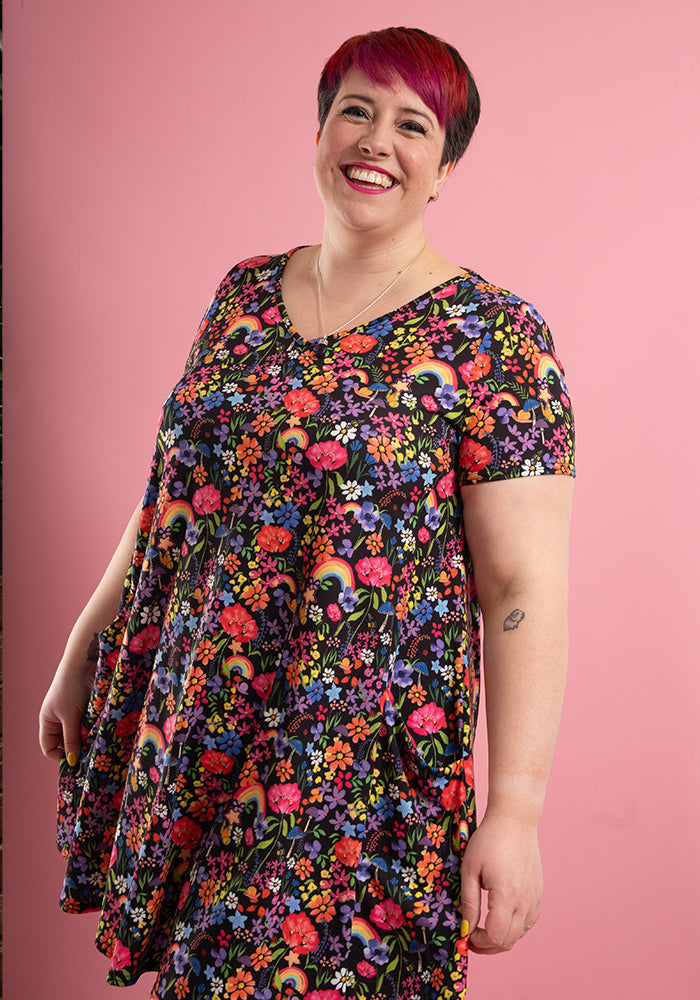Wren Garden Rainbows Print A-Line Tunic